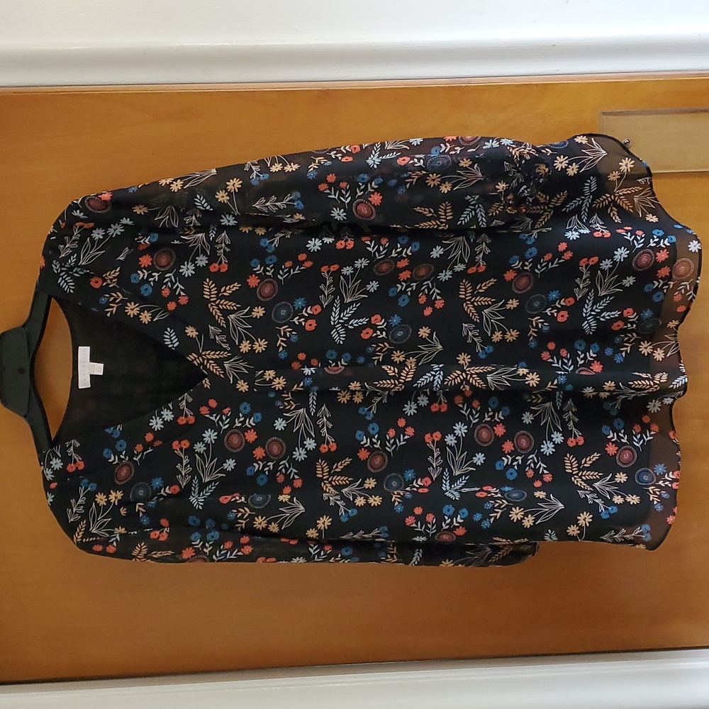 Black floral blouse by Marybelle, 2X